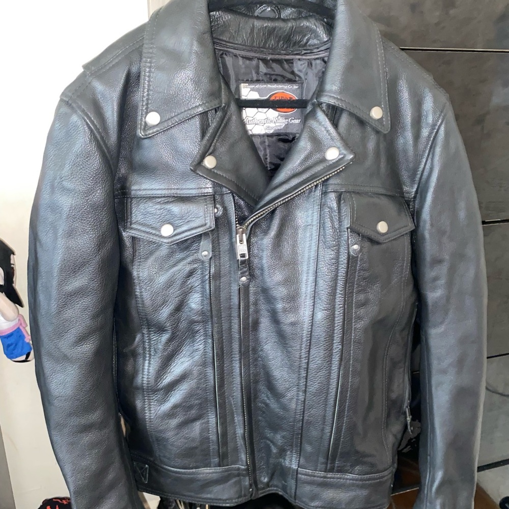 First classic Men's Black Performance Leather biker Jacket